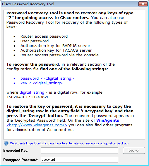 Cisco Password Recovery tool(Cisco密码查看工具)